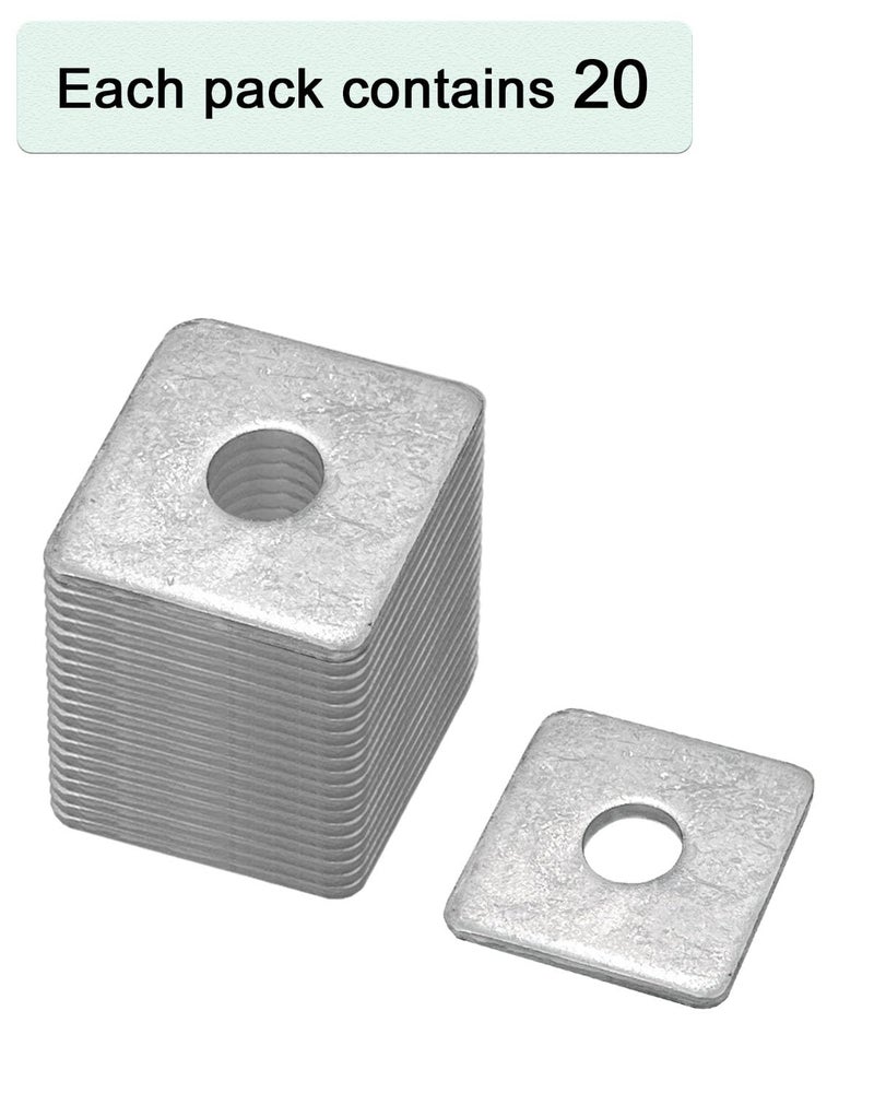 Axomize 5/8" Hot Dipped Galvanized Square Washer(20-Box) Flat Pad Spacer for Square Nut Fastener Hardware(5/8"X2"X2"X0.18) - Image 4
